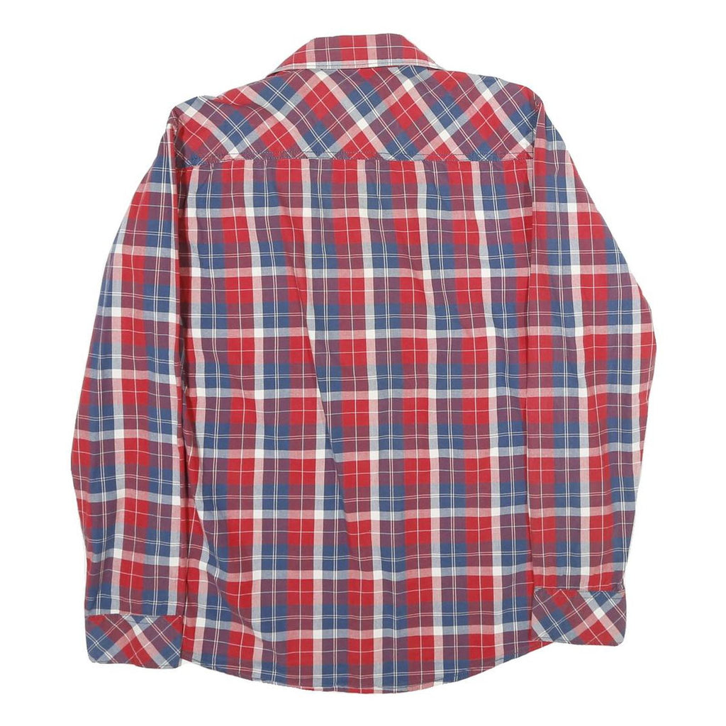 ARMANI EXCHANGE Mens Red Blue White Check Shirt L Casual Cotton Long Sleeve
