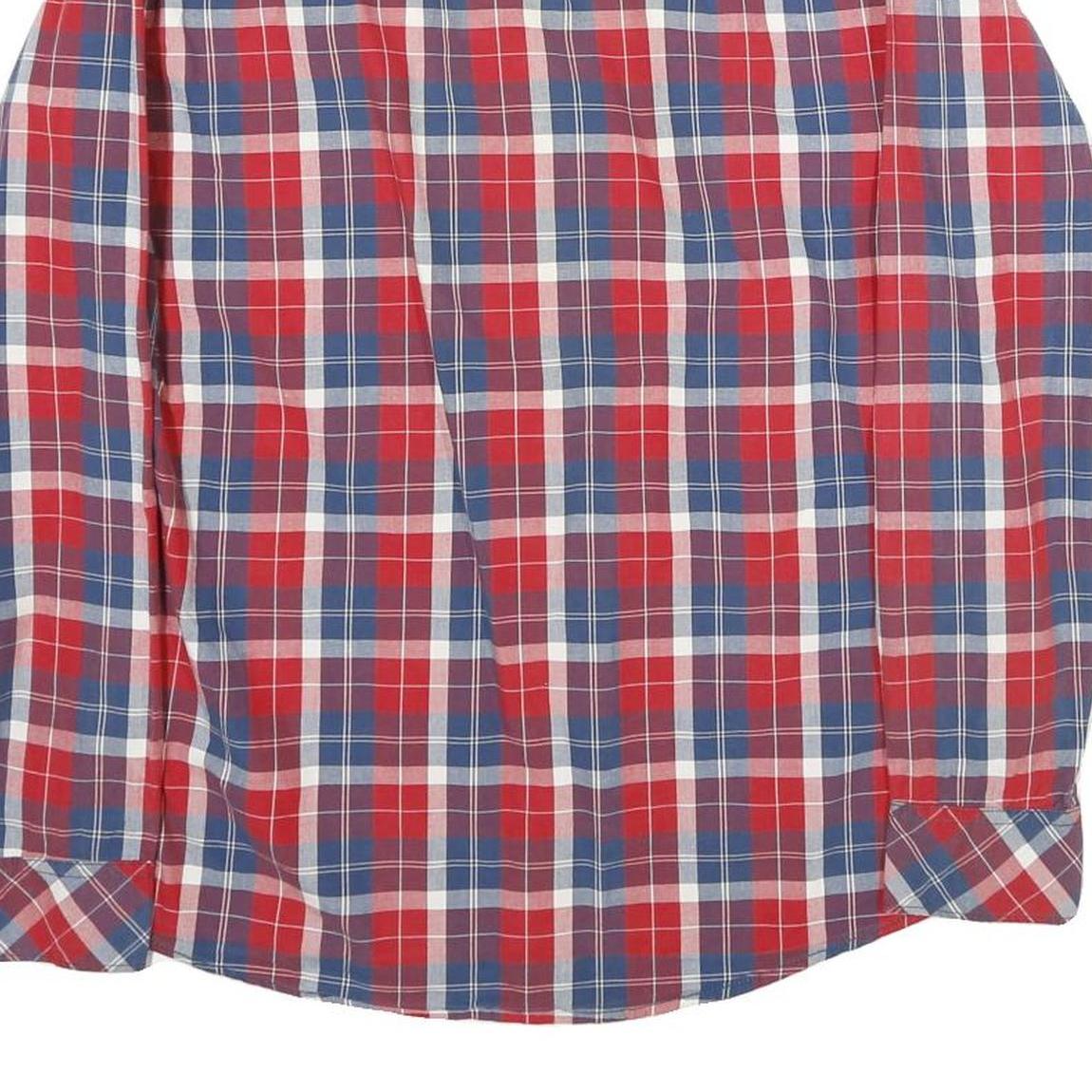 ARMANI EXCHANGE Mens Red Blue White Check Shirt L Casual Cotton Long Sleeve