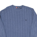 TOMMY HILFIGER Mens Blue Patterned Jumper Crew Neck Basic Knit L Cotton Blend