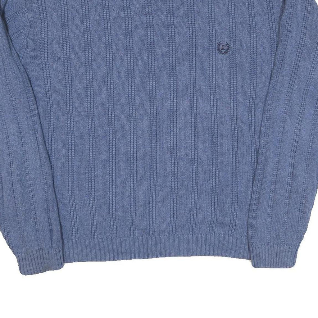 TOMMY HILFIGER Mens Blue Patterned Jumper Crew Neck Basic Knit L Cotton Blend