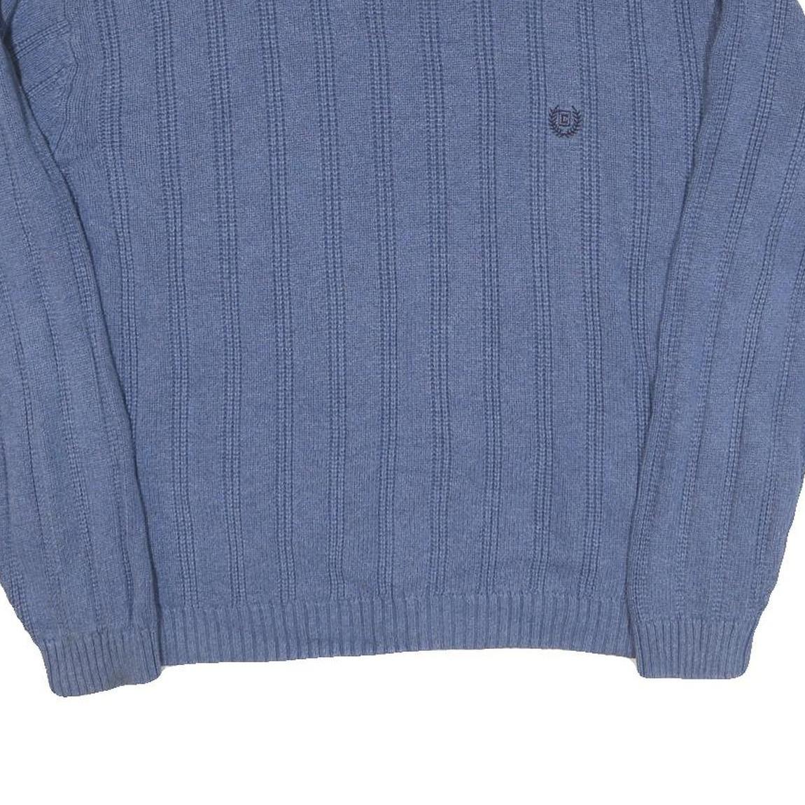 TOMMY HILFIGER Mens Blue Patterned Jumper Crew Neck Basic Knit L Cotton Blend