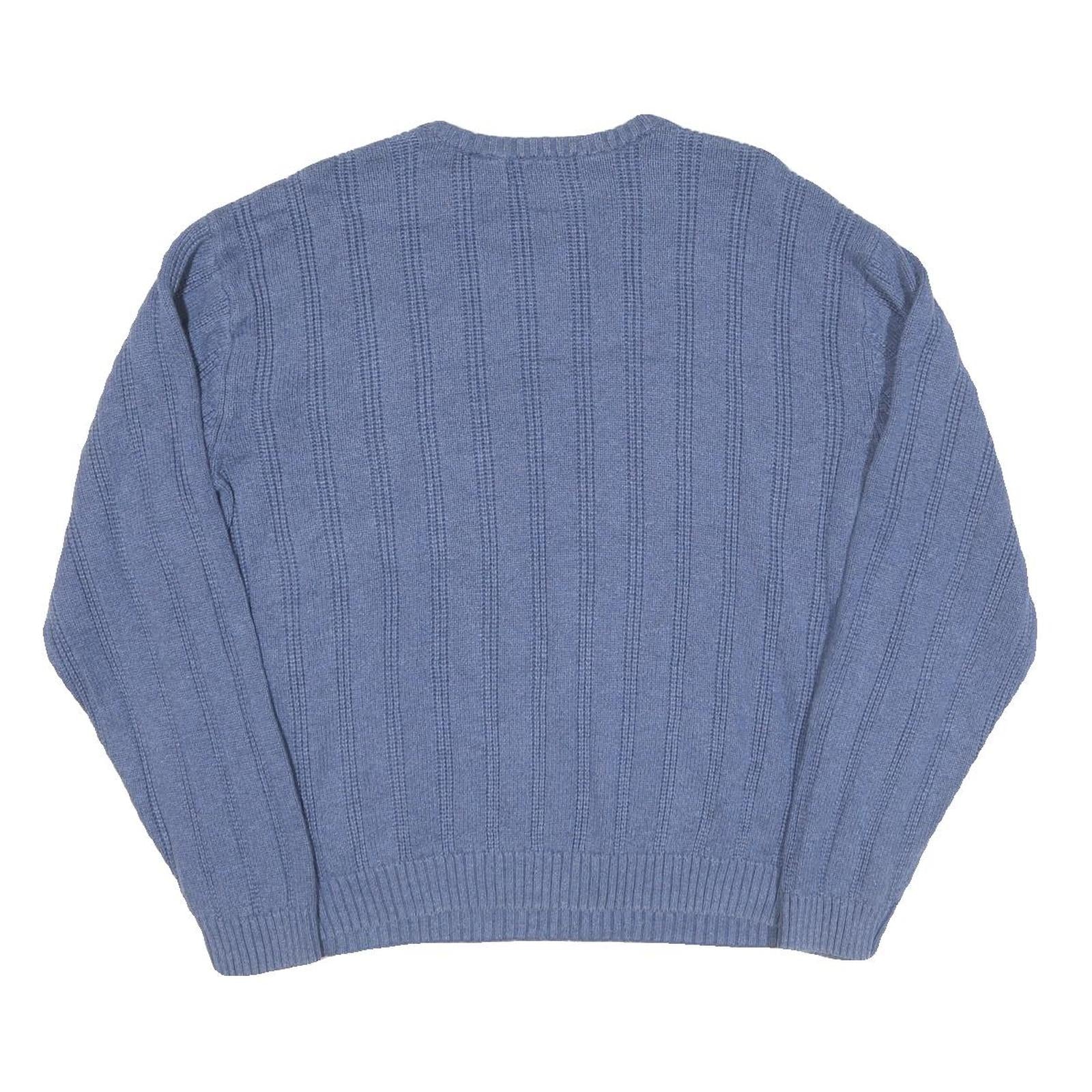 TOMMY HILFIGER Mens Blue Patterned Jumper Crew Neck Basic Knit L Cotton Blend