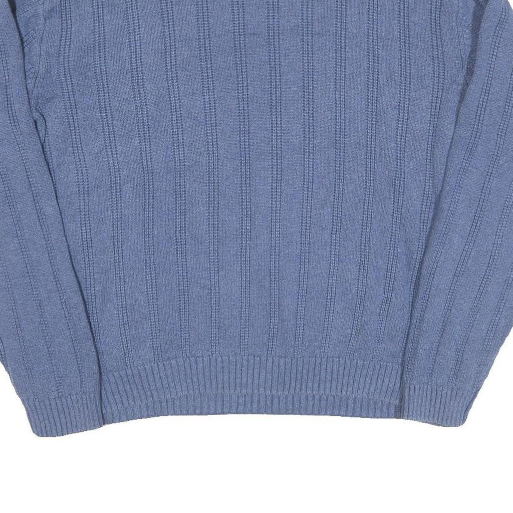 TOMMY HILFIGER Mens Blue Patterned Jumper Crew Neck Basic Knit L Cotton Blend