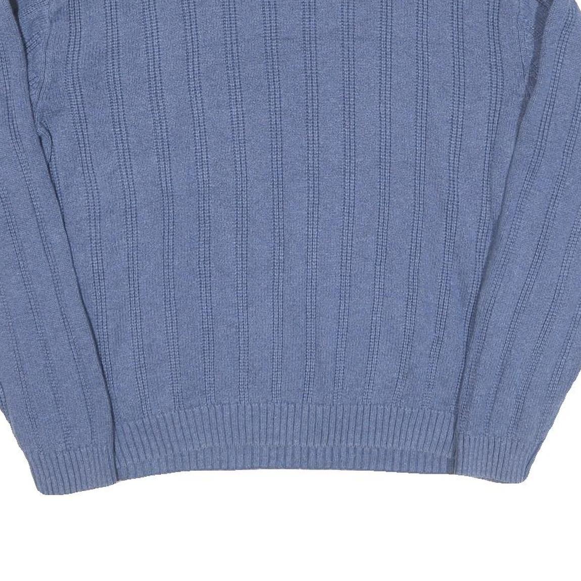 TOMMY HILFIGER Mens Blue Patterned Jumper Crew Neck Basic Knit L Cotton Blend