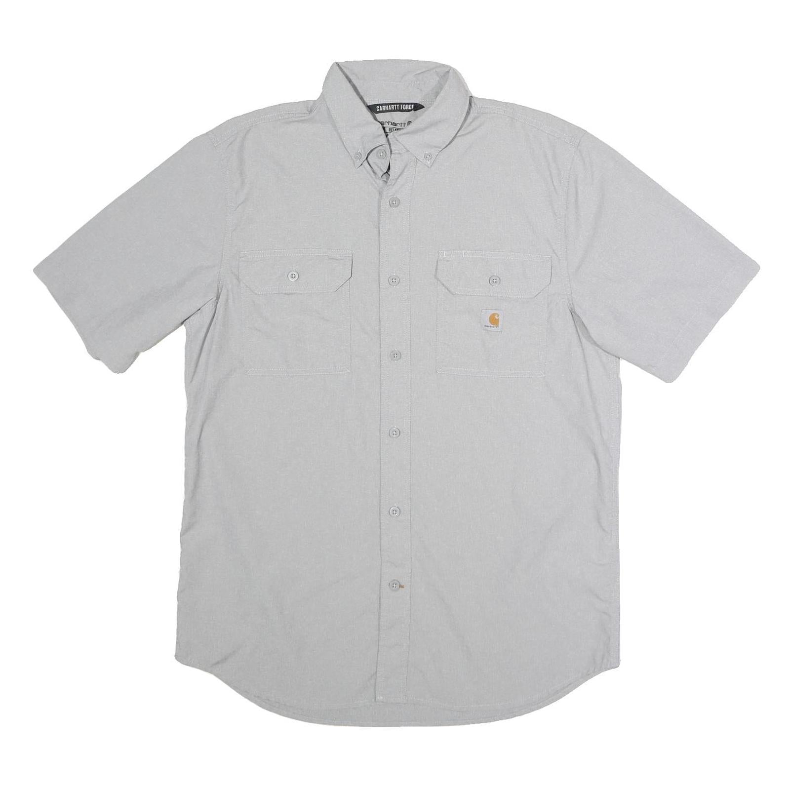 CARHARTT Mens Grey Workwear Polyester Blend Shirt M Button Down Pockets