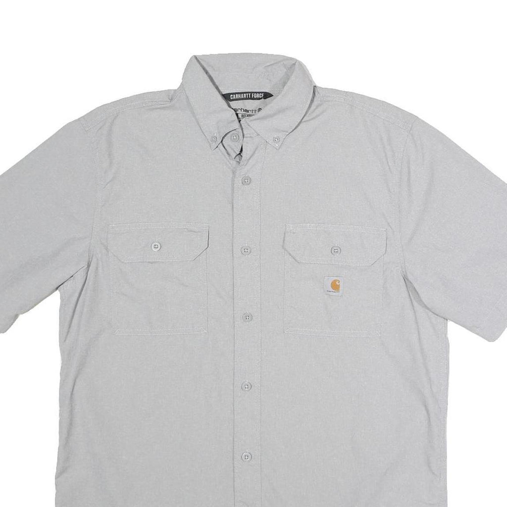 CARHARTT Mens Grey Workwear Polyester Blend Shirt M Button Down Pockets