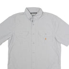 CARHARTT Mens Grey Workwear Polyester Blend Shirt M Button Down Pockets