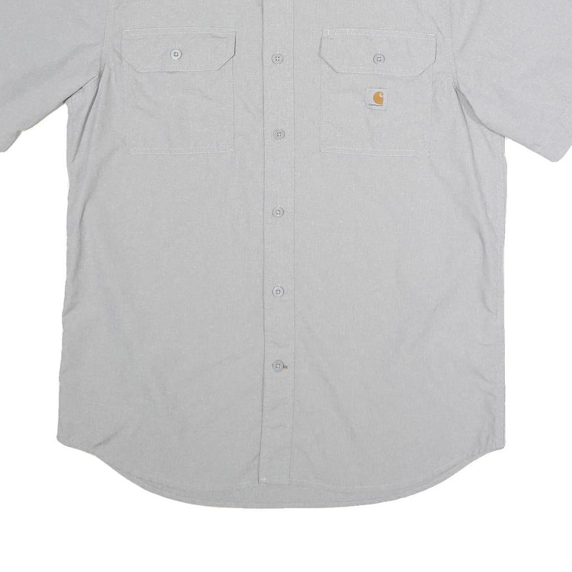 CARHARTT Mens Grey Workwear Polyester Blend Shirt M Button Down Pockets