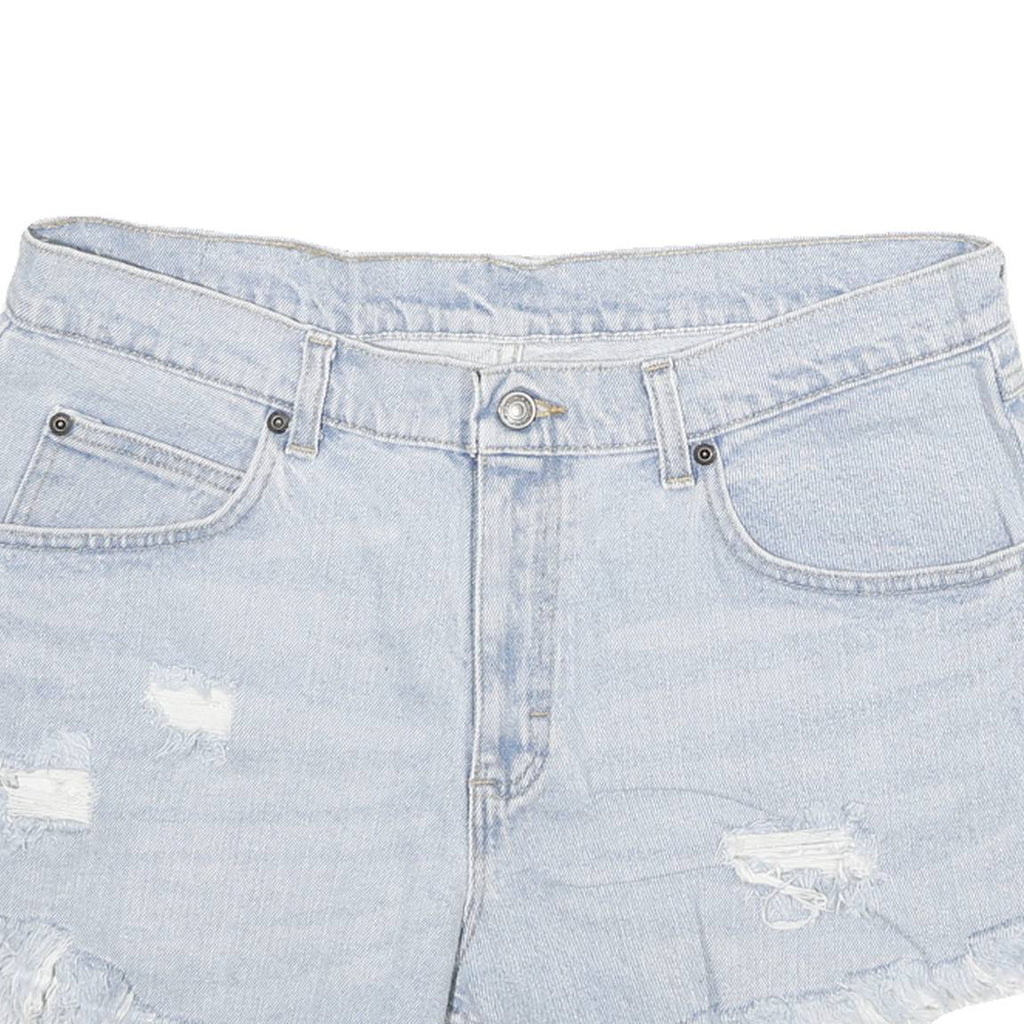 WRANGLER Womens Denim Blue Casual Shorts L W32 Distressed Cut-Off