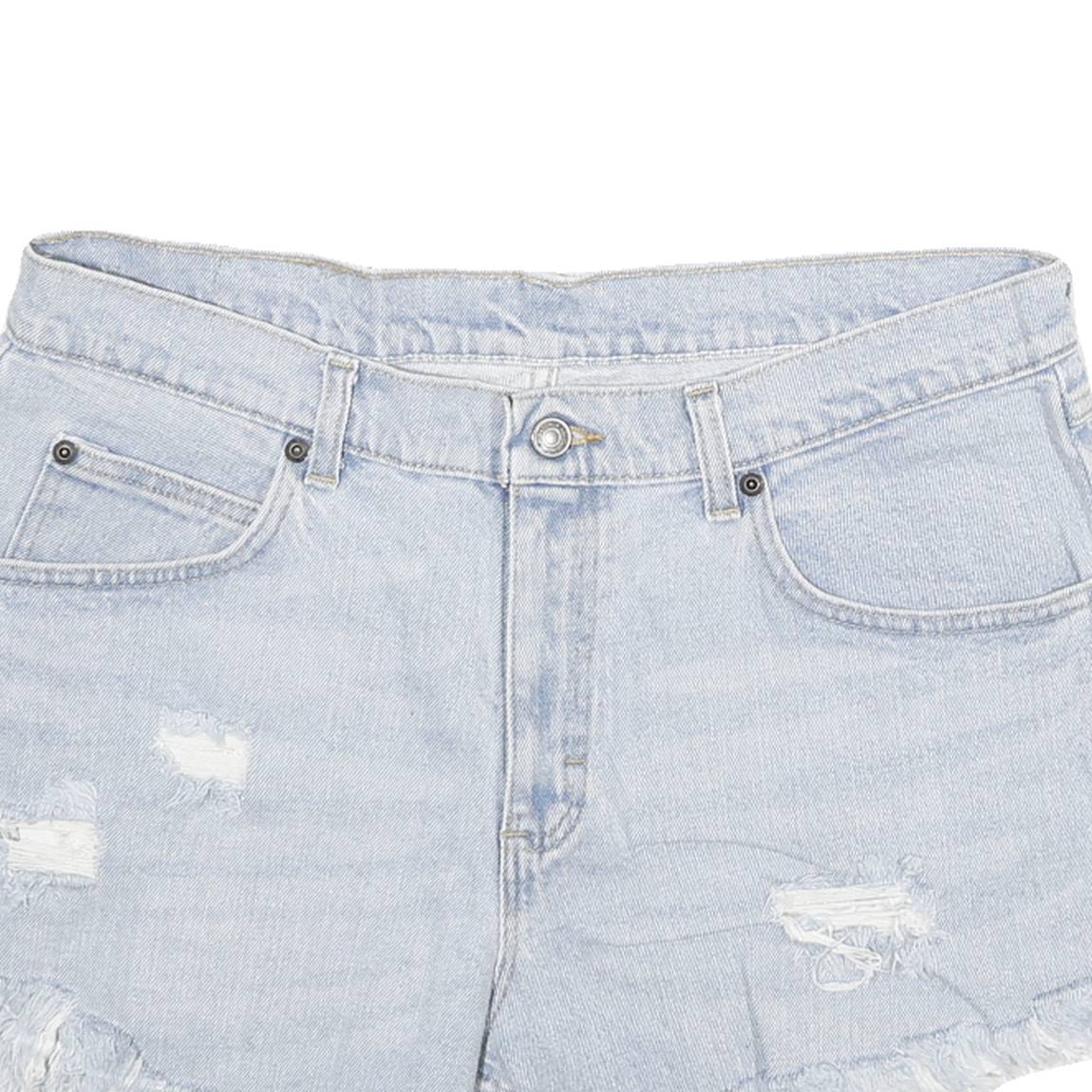 WRANGLER Womens Denim Blue Casual Shorts L W32 Distressed Cut-Off