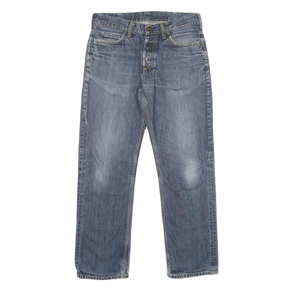 CARHARTT Mens Regular Blue Denim Jeans W31 L32 Classic Cotton Zip Pockets