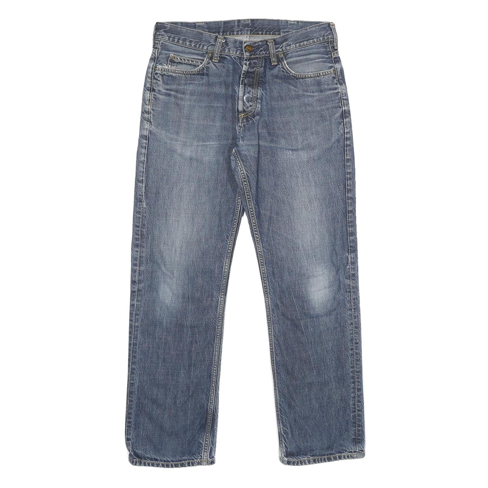 CARHARTT Mens Regular Blue Denim Jeans W31 L32 Classic Cotton Zip Pockets
