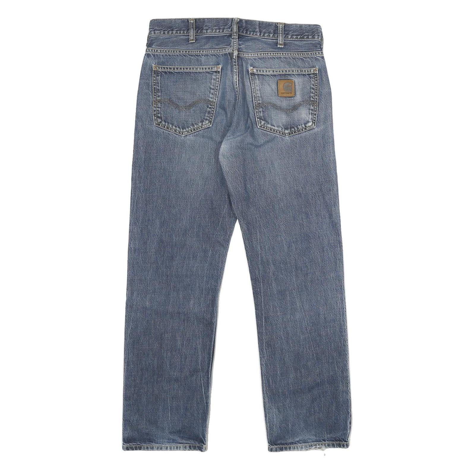 CARHARTT Mens Regular Blue Denim Jeans W31 L32 Classic Cotton Zip Pockets