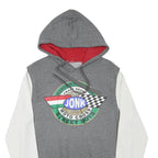 Mens Grey & White Jonk Moto Cross Hoodie S Graphic Cotton Blend Pullover