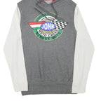 Mens Grey & White Jonk Moto Cross Hoodie S Graphic Cotton Blend Pullover
