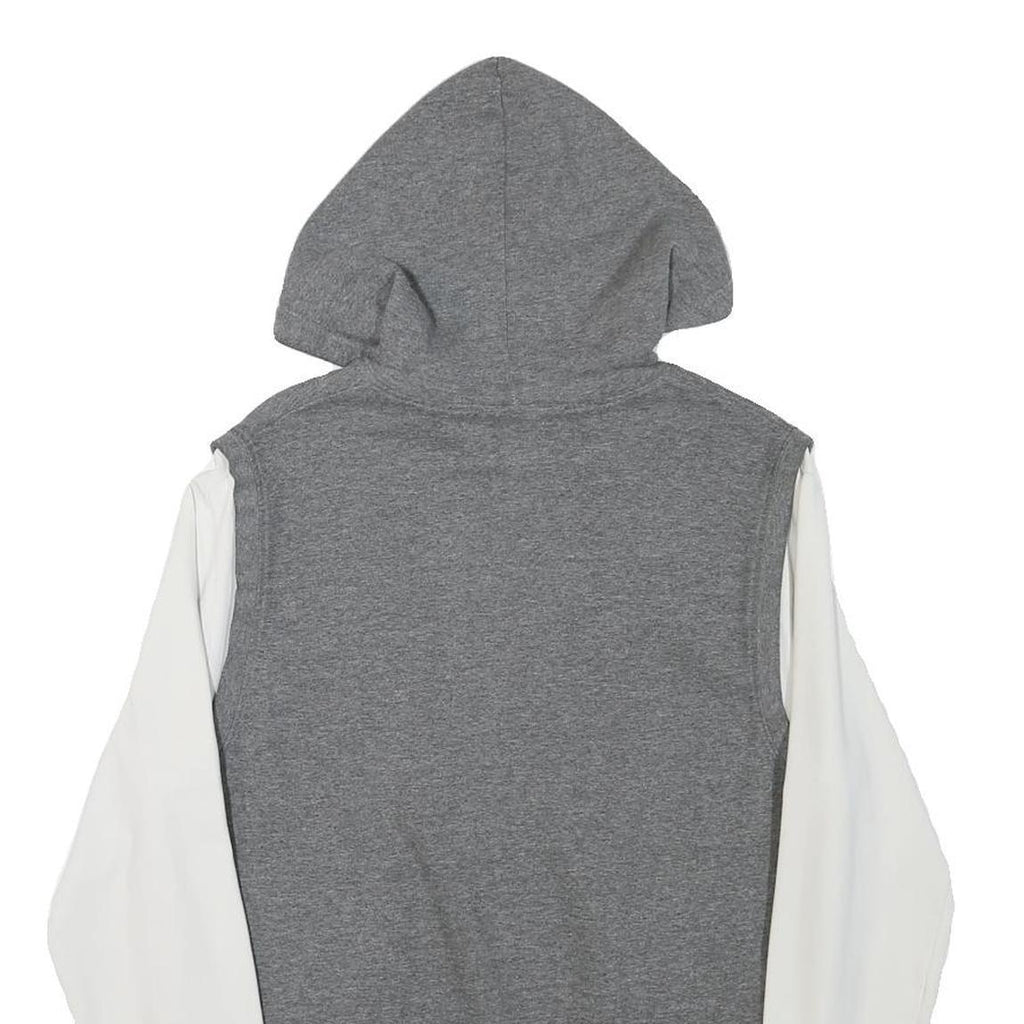 Mens Grey & White Jonk Moto Cross Hoodie S Graphic Cotton Blend Pullover