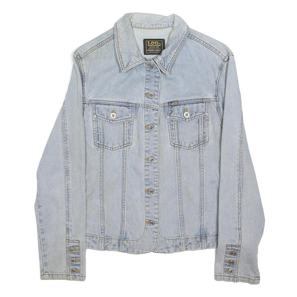 LEE Womens Blue Denim Jacket M Cotton Blend Button Closure Classic Fit Casual