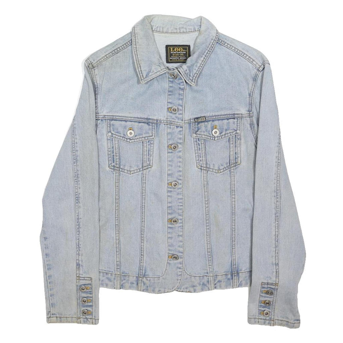 LEE Womens Blue Denim Jacket M Cotton Blend Button Closure Classic Fit Casual
