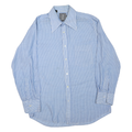 TE PLUS Mens Blue & White Stripe Shirt XL Classic Button Down Long Sleeve