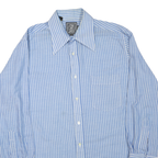TE PLUS Mens Blue & White Stripe Shirt XL Classic Button Down Long Sleeve
