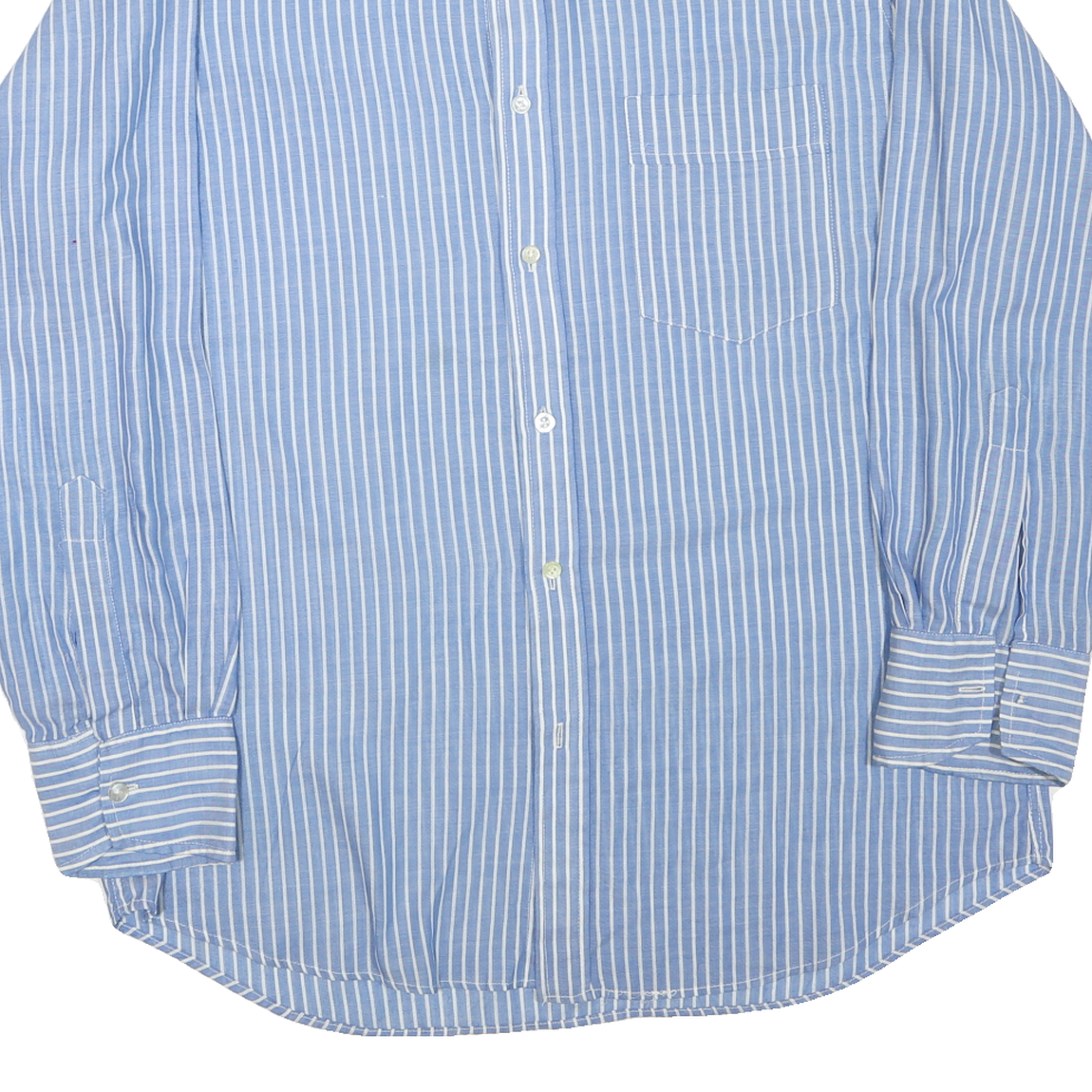 TE PLUS Mens Blue & White Stripe Shirt XL Classic Button Down Long Sleeve