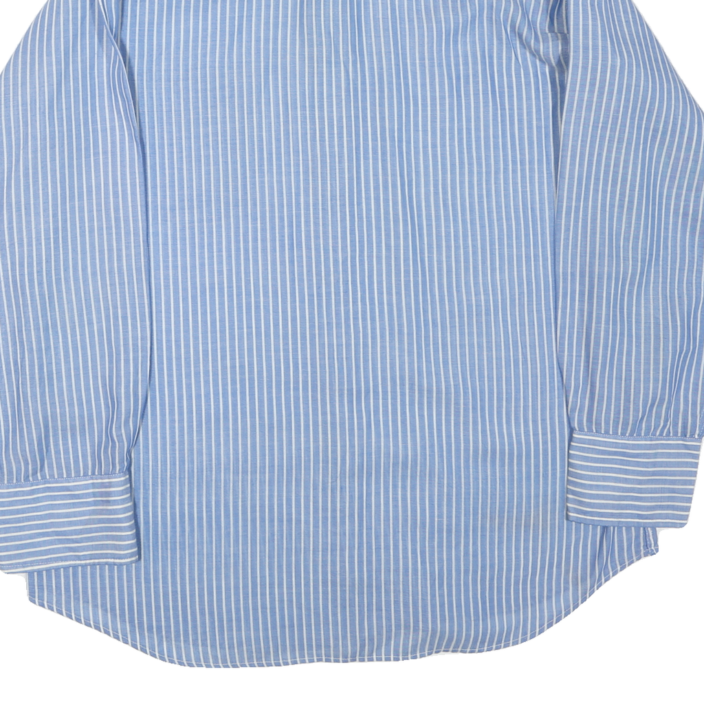 TE PLUS Mens Blue & White Stripe Shirt XL Classic Button Down Long Sleeve