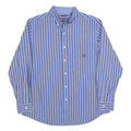 CHAPS Mens Blue & White Stripe Button-Down Shirt L Classic Fit Collar Long