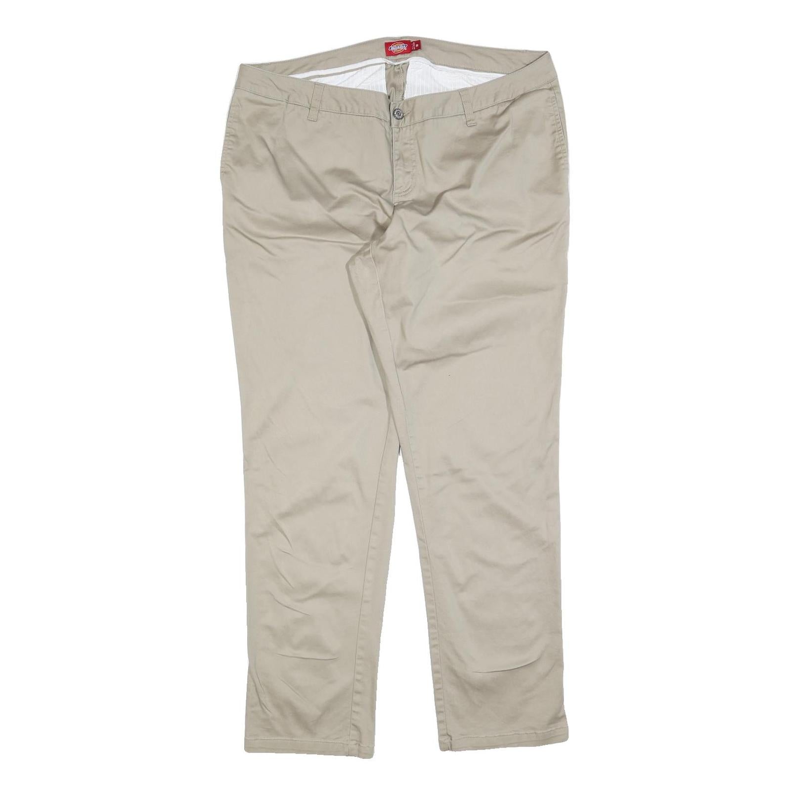 DICKIES Womens Cotton Blend Beige Slim Trousers W36 L32 Workwear Casual