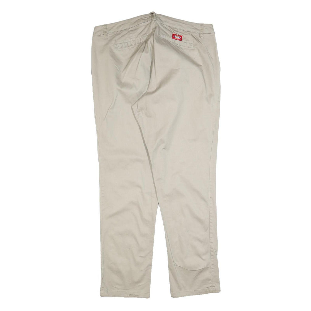 DICKIES Womens Cotton Blend Beige Slim Trousers W36 L32 Workwear Casual
