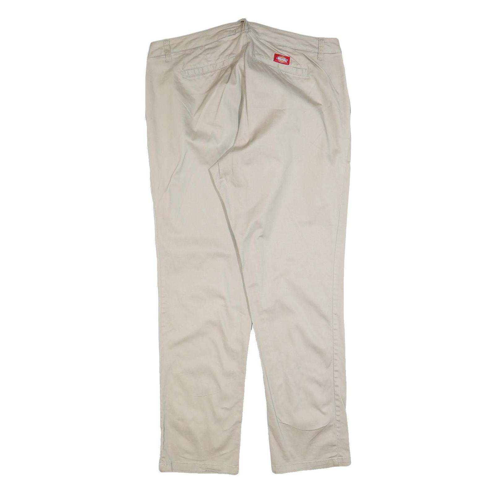 DICKIES Womens Cotton Blend Beige Slim Trousers W36 L32 Workwear Casual