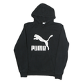 PUMA Mens Black Hoodie M Cotton Pullover Logo Sweatshirt Casual