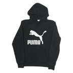 PUMA Mens Black Hoodie M Cotton Pullover Logo Sweatshirt Casual