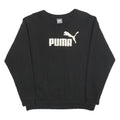 PUMA Womens Black Cotton Blend Crew Neck Sweatshirt UK 12 Logo Casual
