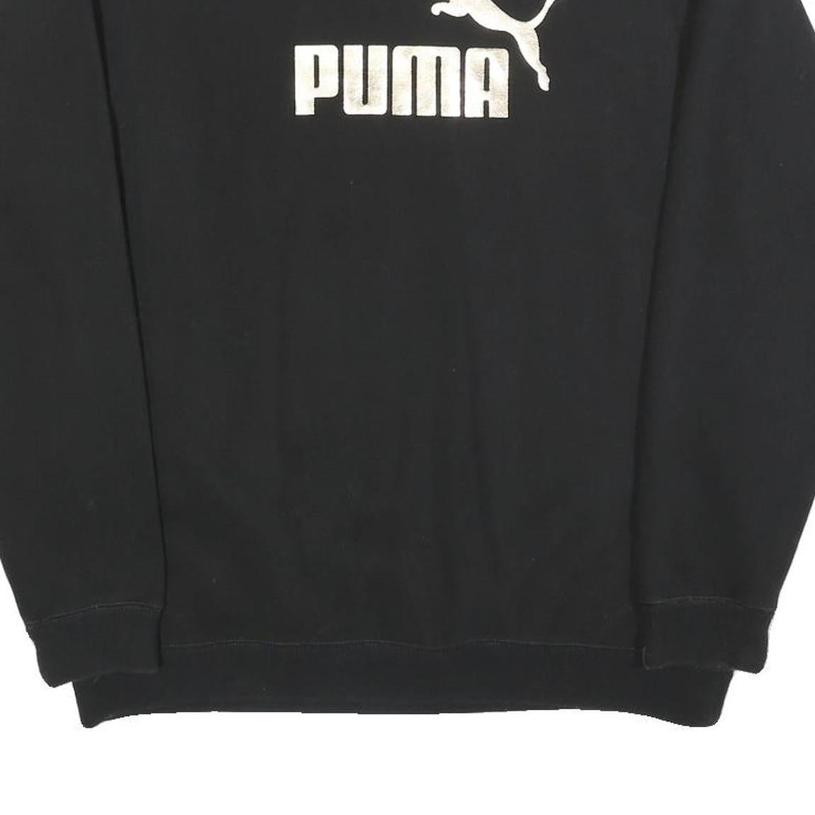PUMA Womens Black Cotton Blend Crew Neck Sweatshirt UK 12 Logo Casual