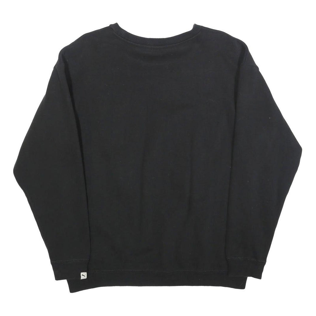 PUMA Womens Black Cotton Blend Crew Neck Sweatshirt UK 12 Logo Casual
