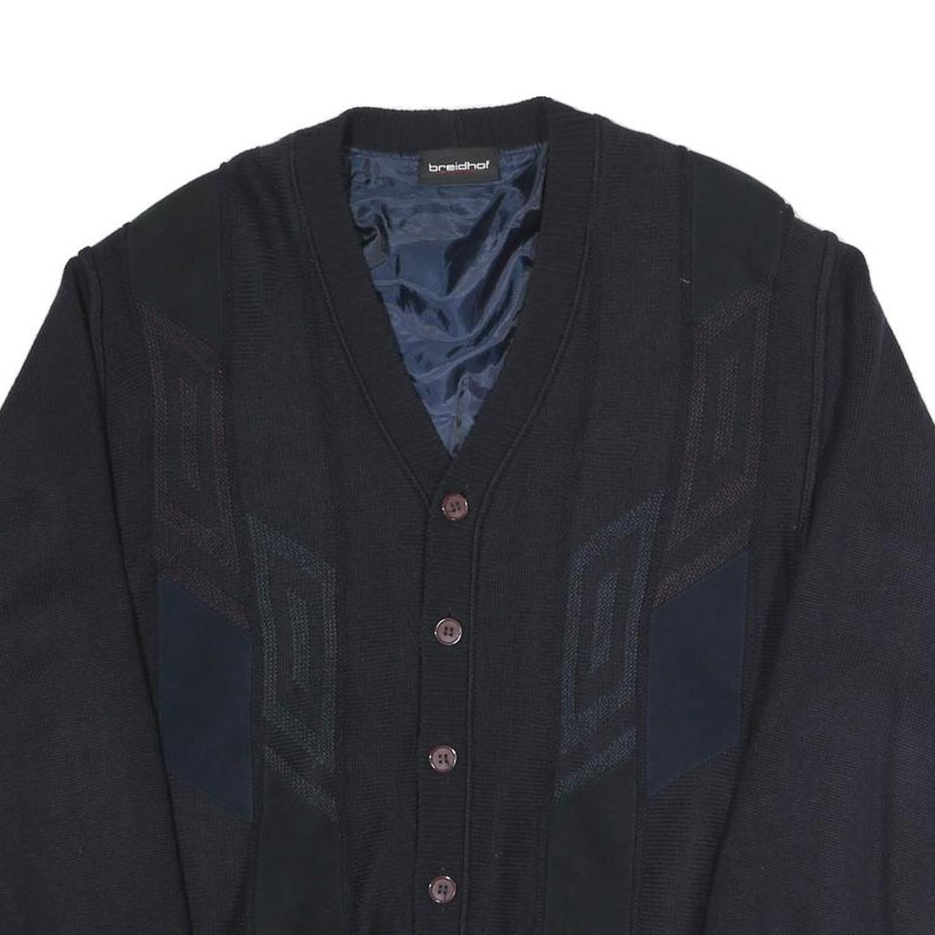 BREIDHOF Mens Black Button Cotton Blend Cardigan Jacket L Knit Classic Fit