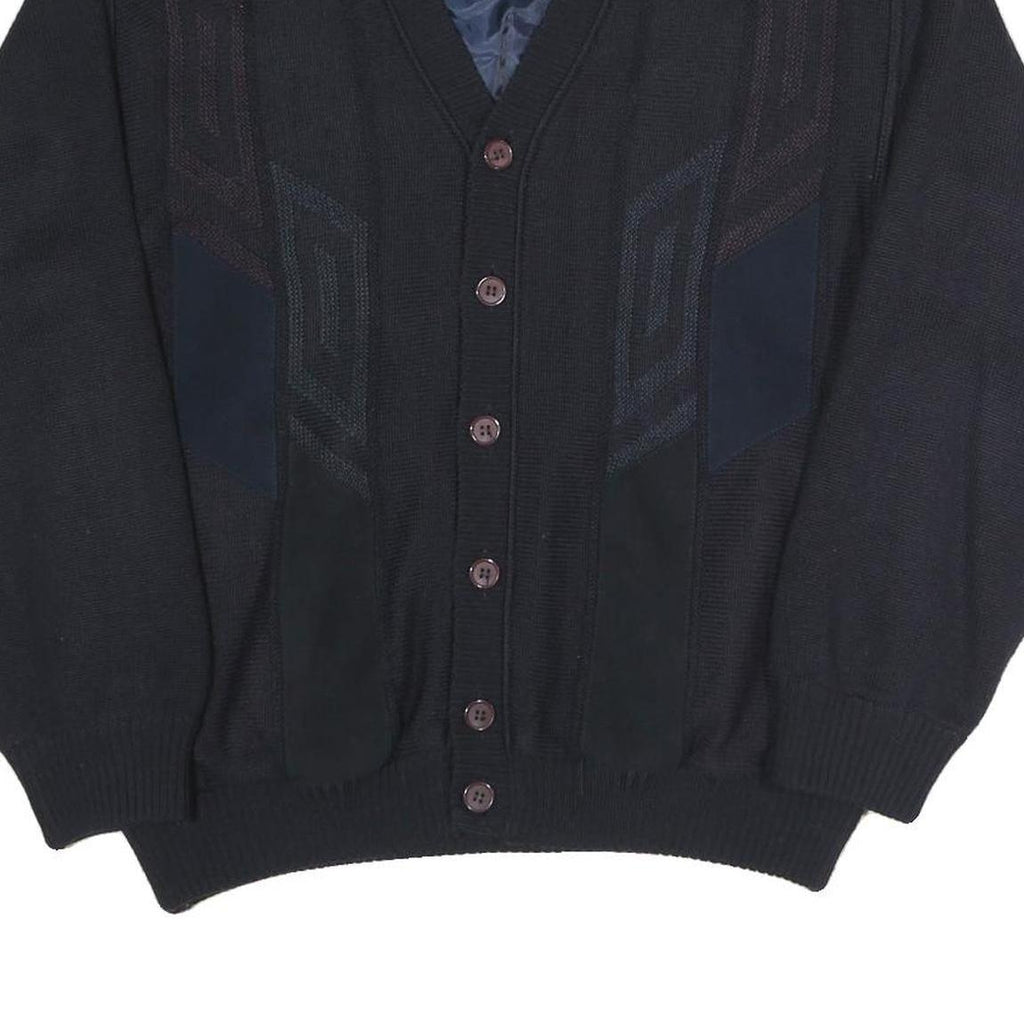 BREIDHOF Mens Black Button Cotton Blend Cardigan Jacket L Knit Classic Fit
