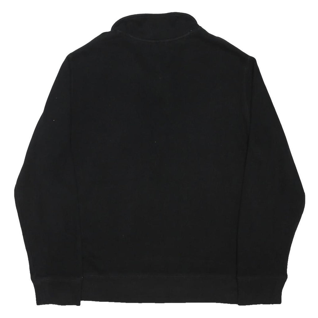 TOMMY HILFIGER Mens Black Button Pullover Plain Crew Neck Basic Knit L Cotton