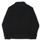 TOMMY HILFIGER Mens Black Button Pullover Plain Crew Neck Basic Knit L Cotton