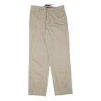 TOMMY HILFIGER Mens Regular Beige Cotton Blend Zip Trousers W33 L32 Smart Casual