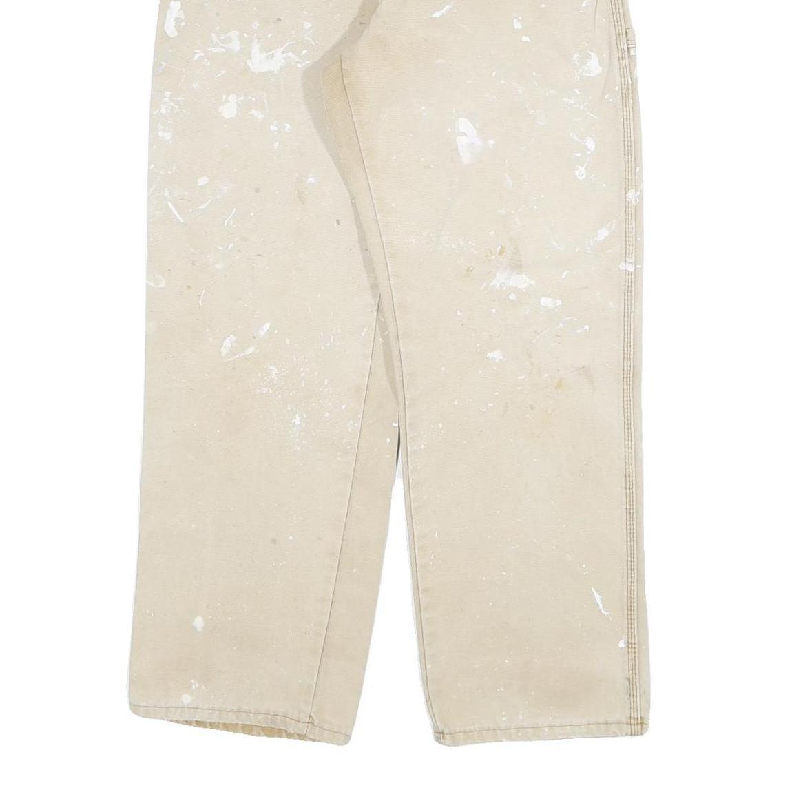 DICKIES Mens Jeans Beige Regular Straight Denim W30 L27 Workwear Utility Zip