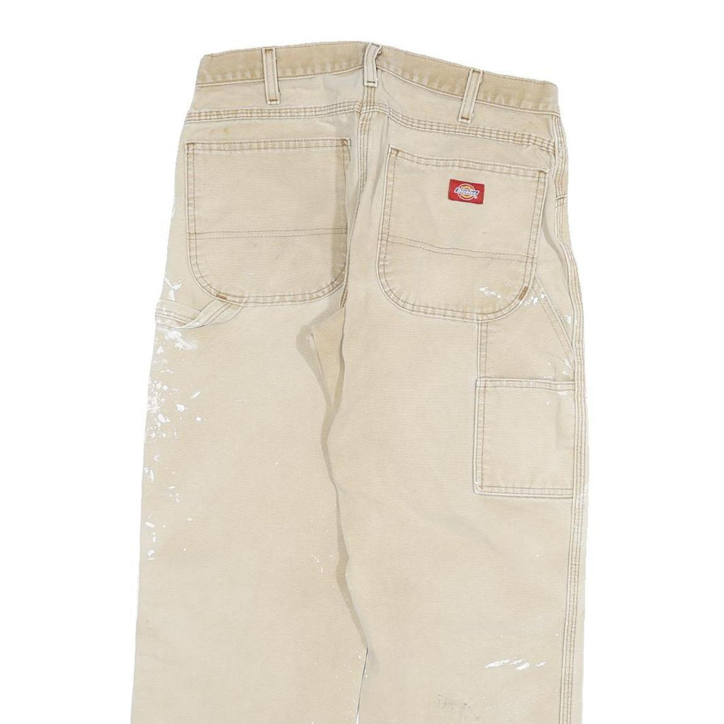 DICKIES Mens Jeans Beige Regular Straight Denim W30 L27 Workwear Utility Zip