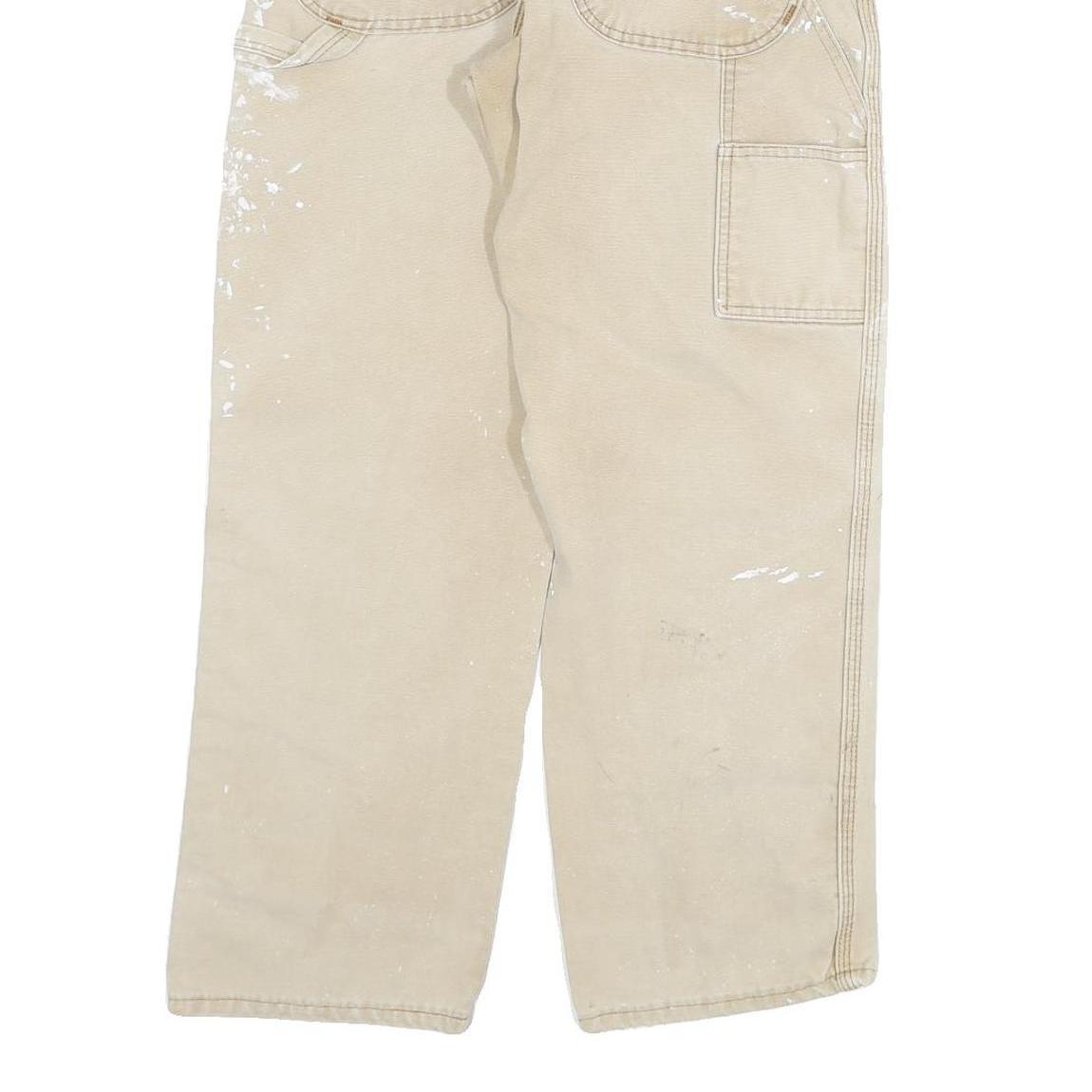 DICKIES Mens Jeans Beige Regular Straight Denim W30 L27 Workwear Utility Zip