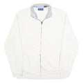 CHAPS Mens White Slim Jacket M Cotton Blend Zip Plain Casual Lightweight