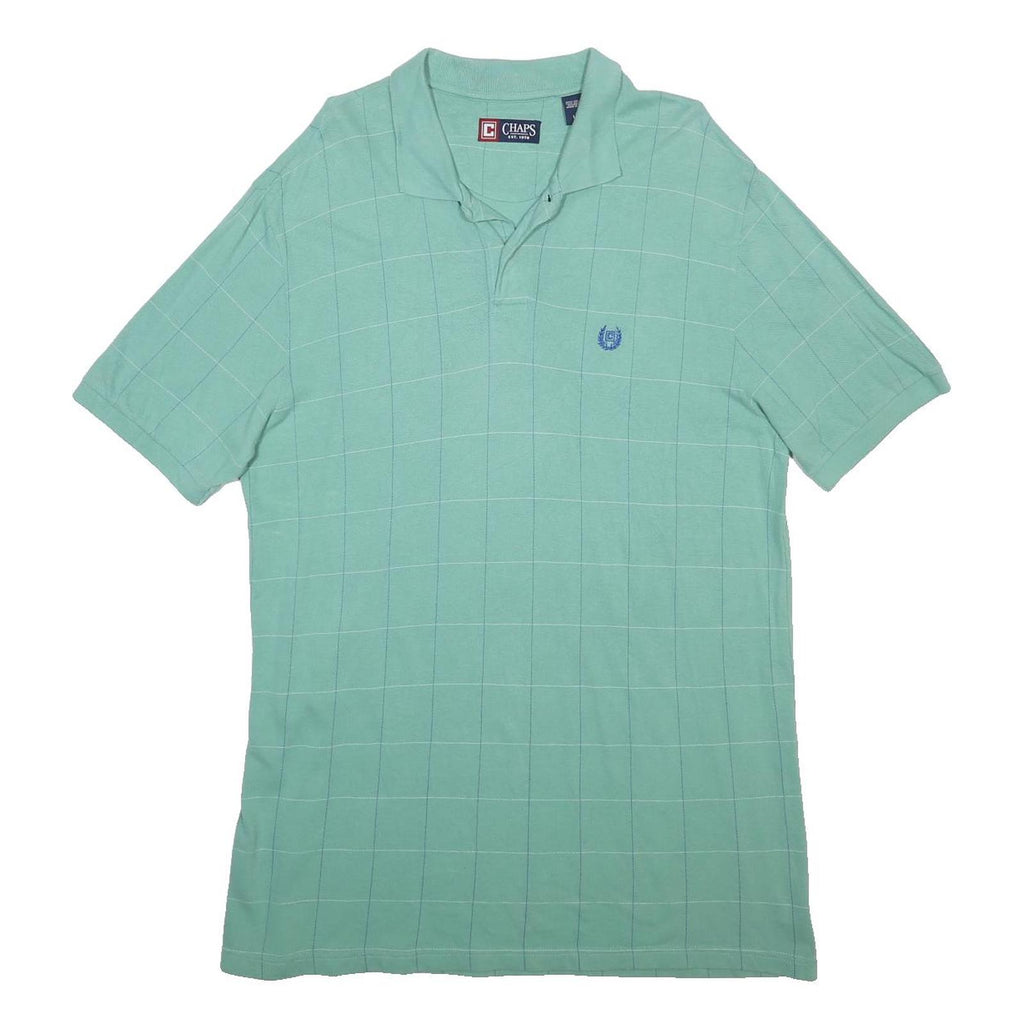 CHAPS Womens Green Check Polo Cotton Dress L Classic Casual Summer