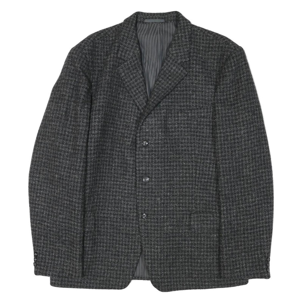 HIGHWOOD Mens Grey Wool Blend Button Jacket L Houndstooth Classic Tailored