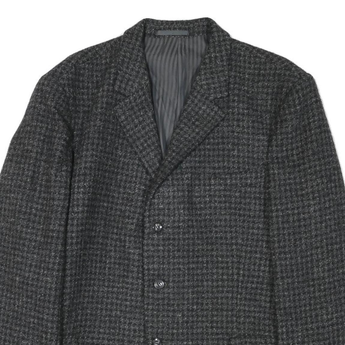 HIGHWOOD Mens Grey Wool Blend Button Jacket L Houndstooth Classic Tailored