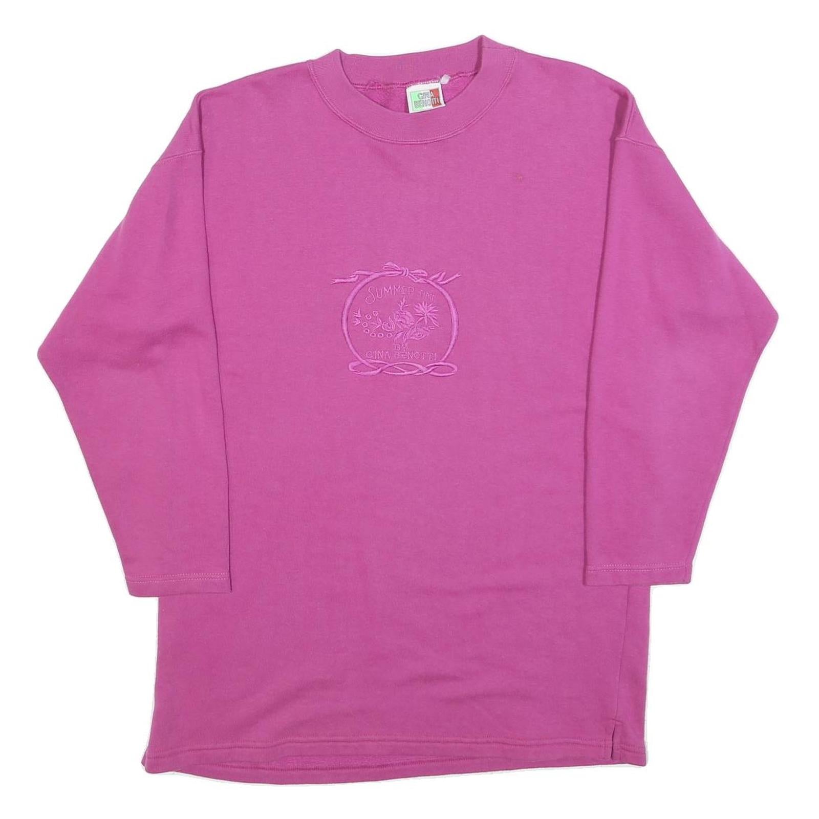 GINA BENOTTI Womens Pink Sweatshirt L Cotton Blend Crew Neck Long Sleeve Summer