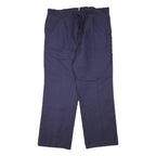 MARSUM Mens Cotton Blend Navy Blue Regular Fit Straight Leg Trousers W42 L32