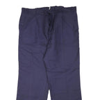 MARSUM Mens Cotton Blend Navy Blue Regular Fit Straight Leg Trousers W42 L32